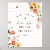 Bride to Bee Floral Baby Shower Welcome Poster (Voorkant)