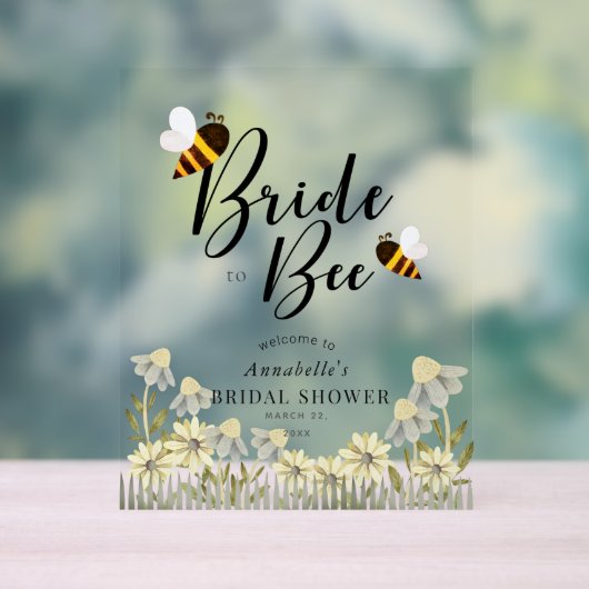 Bride to Bee Floral Vrijgezellenfeest Welkom Acryl Bord (Neutraal)