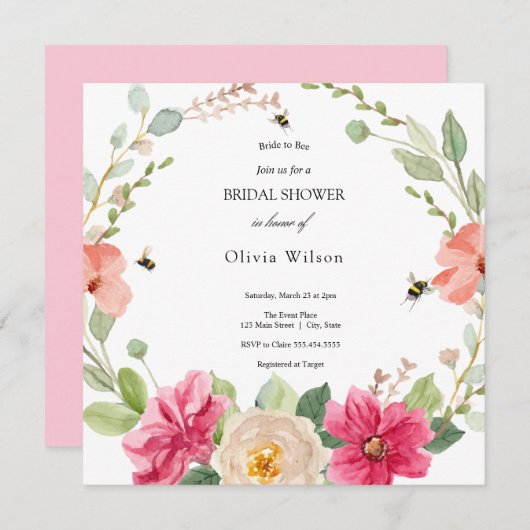 Bride to Bee Greenery Elegant vrijgezellenfeest Kaart (Voorkant / Achterkant)