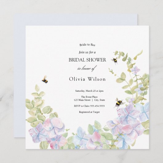 Bride to Bee Greenery Elegant vrijgezellenfeest Kaart (Voorkant / Achterkant)