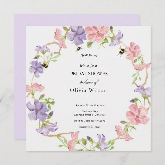 Bride to Bee Greenery Elegant vrijgezellenfeest Kaart (Voorkant / Achterkant)