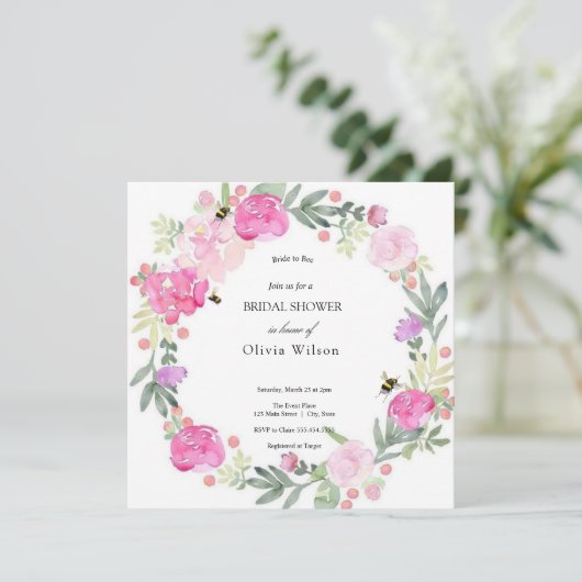 Bride to Bee Greenery Elegant vrijgezellenfeest Kaart (Staand voorkant)