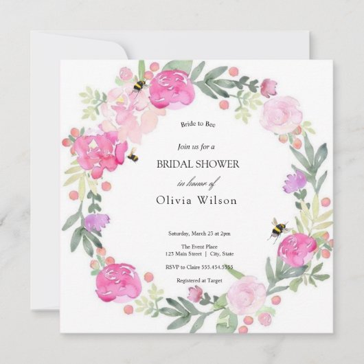 Bride to Bee Greenery Elegant vrijgezellenfeest Kaart (Voorkant)