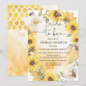 Bride To Bee Honeybee Floral Bridal Shower Kaart (Voorkant / Achterkant)