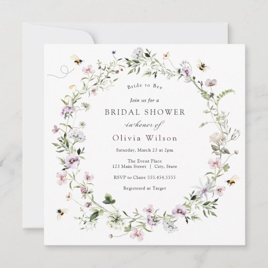 Bride to bee Lavender Wildflower Vrijgezellenfeest Kaart (Voorkant)