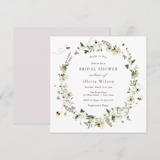 Bride to Bee Lavender Wildflower Vrijgezellenfeest Kaart (Voorkant / Achterkant)