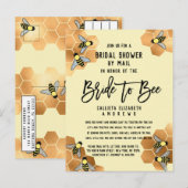 Bride to Bee Quote Gold Honeycomb Vrijgezellenfees Uitnodiging Briefkaart (Voorkant / Achterkant)
