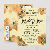 Bride to Bee Quote Gold Honeycomb Vrijgezellenfees Uitnodiging Briefkaart (Voorkant / Achterkant)