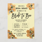 Bride to Bee Quote Gold Honeycomb Vrijgezellenfees Uitnodiging Briefkaart (Voorkant)