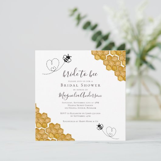 Bride to Bee Script Vrijgezellenfeest Kaart (Staand voorkant)