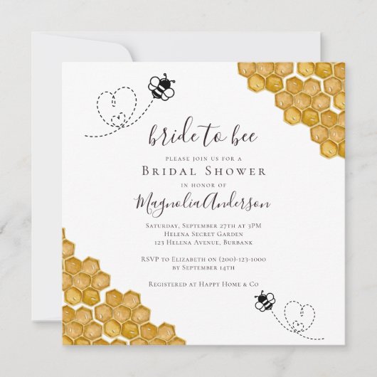 Bride to Bee Script Vrijgezellenfeest Kaart (Voorkant)