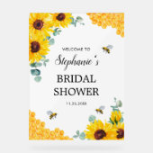 Bride to bee Sunflower Honeycombi Vrijgezellenfees Acryl Bord (Voorkant)