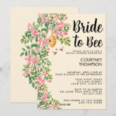 Bride To Bee Watercolor Floral Bridal Shower  Kaart (Voorkant / Achterkant)