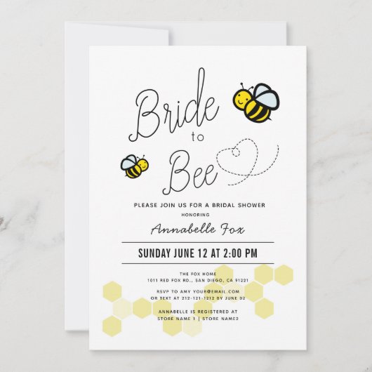 Bride to Bee White Vrijgezellenfeest Kaart (Voorkant)