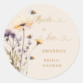 Bride to bee wildflower ivory bridal shower ronde sticker (Voorkant)