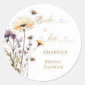 Bride to bee wildflower ivory bridal shower ronde sticker (Voorkant)