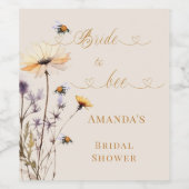 Bride to bee wildflower ivory bridal shower wijn etiket (Enkel label)