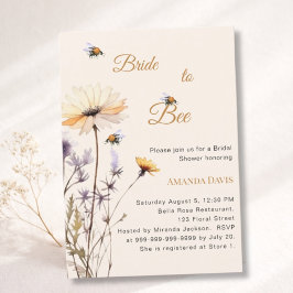 Bride to bee wildflower ivory garden bridal shower kaart