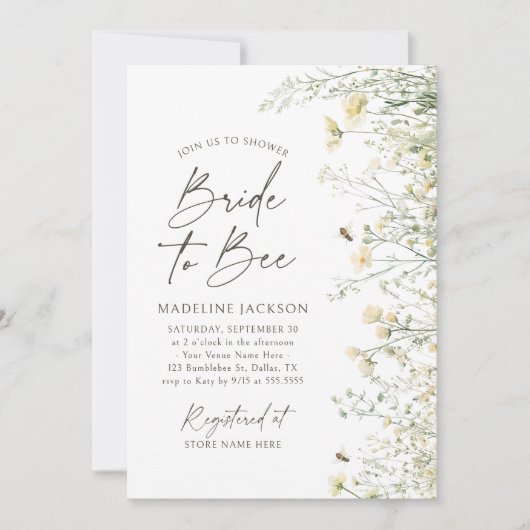 Bride to Bee Wildflower Vrijgezellenfeest Kaart (Voorkant)