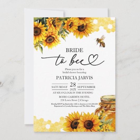 Bride to Bee Zonnebloem Vrijgezellenfeest Kaart (Voorkant)