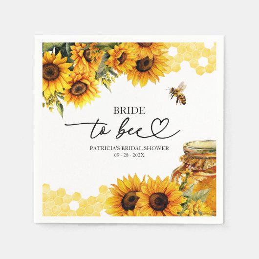 Bride to Bee Zonnebloem Vrijgezellenfeest Servet (Voorkant)