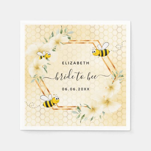 Bride tot beenfloreel geel honingraatvlees vrijgez servet (Voorkant)