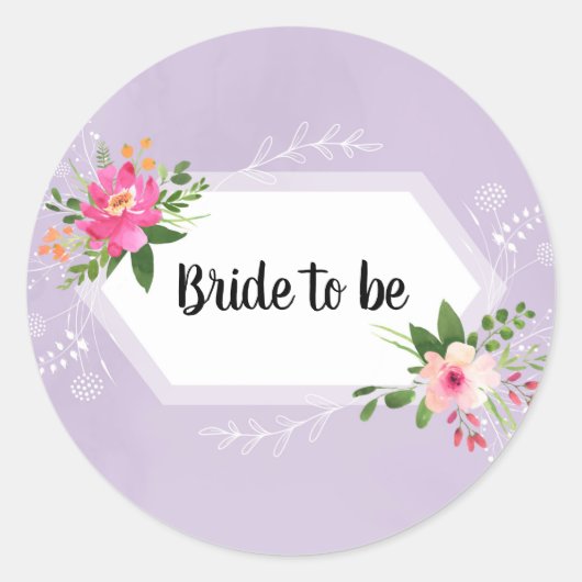 Bride tot waterverf florale vrijgezellenfeest clas ronde sticker (Voorkant)