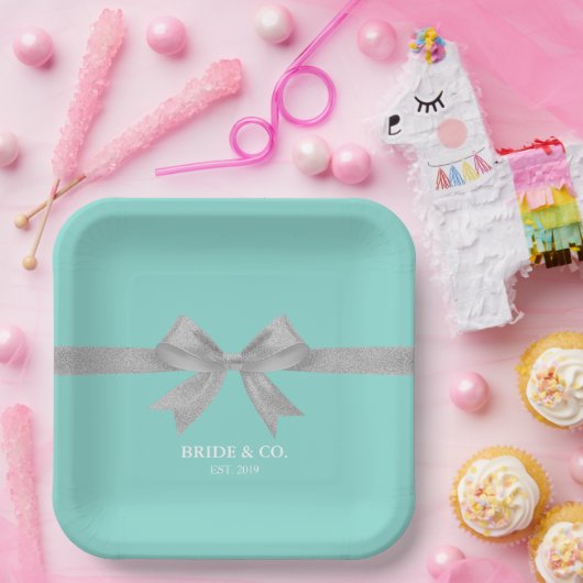 BRIDE Touch of Silver Personalized Shower Party Papieren Bordje (Feest)