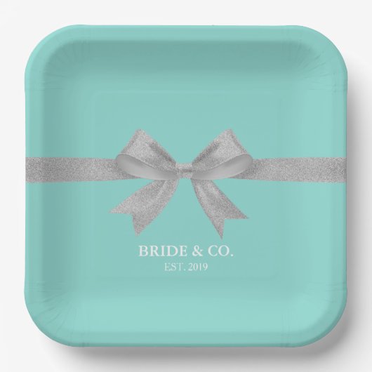 BRIDE Touch of Silver Personalized Shower Party Papieren Bordje (Voorkant)