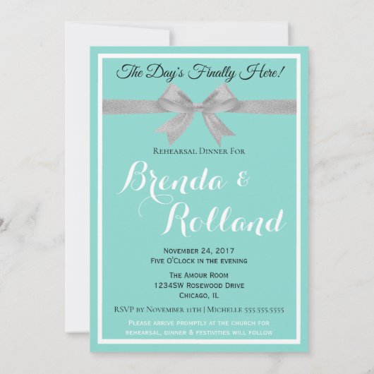 BRIDE Touch Zilveren Trouwsuite Repetitie Party Kaart (Achterkant)