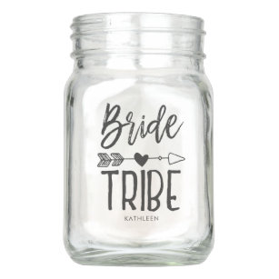 Bride Tribe   Aangepaste naam bruiloft Mason Jar