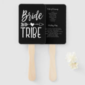 Bride Tribe | Aangepaste naam Weddenschap Black Handwaaier (Voorkant en achterkant)