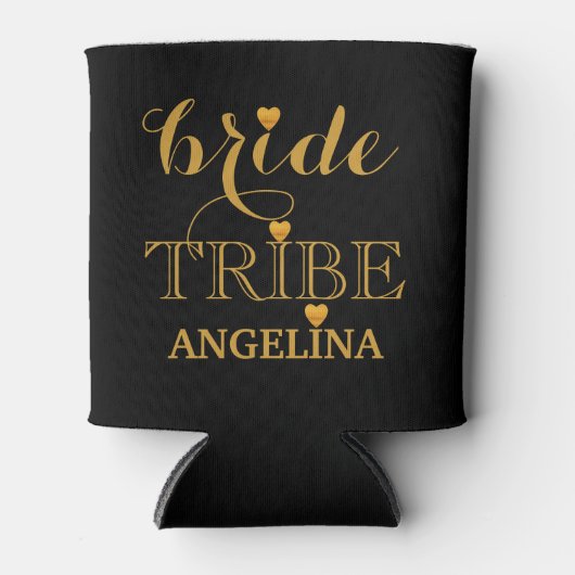 Bride Tribe (Black and Gold Wedding Bride) Blikjeskoeler (Voorkant)