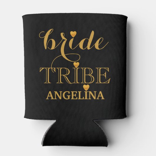 Bride Tribe (Black and Gold Wedding Bride) Blikjeskoeler (Achterkant)