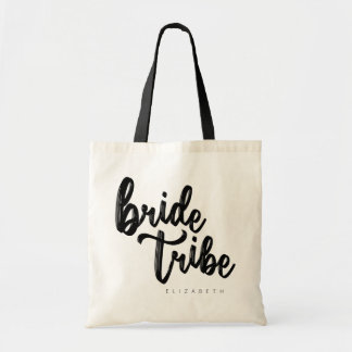 Bride Tribe Black Script Canvas tas -