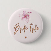 Bride Tribe bloemenroze koperen vrijgezellenfeest  Ronde Button 5,7 Cm (Voorkant)