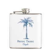 Bride Tribe Blue Tropical Palm Tree (aangepast) Heupfles (Voorkant)