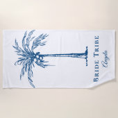 Bride Tribe Blue Tropical Palm Tree (aangepast) Strandlaken (Voorkant)