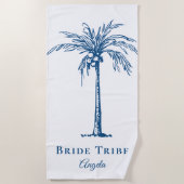 Bride Tribe Blue Tropical Palm Tree (aangepast) Strandlaken (Voorkant)