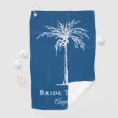 Bride Tribe Blue White Palm Tree Aangepast Golfhanddoek (Insitu)