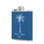 Bride Tribe Blue White Palm Tree Aangepast Heupfles (Links)