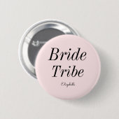Bride Tribe Blush Pink Black Wedding Button (Voorkant /achterkant)
