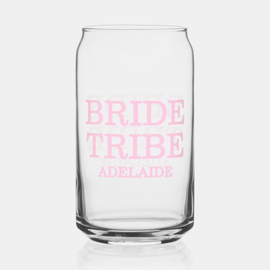 Bride Tribe Bridal Party Pink Blikvorm Glas (Achterkant)
