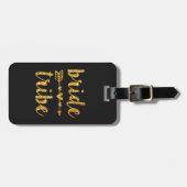 Bride Tribe Bridesmaid Glitter Gold label Bagagelabel (Voorkant horizontaal)