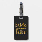 Bride Tribe Bridesmaid Glitter Gold label Bagagelabel (Achterkant verticaal)