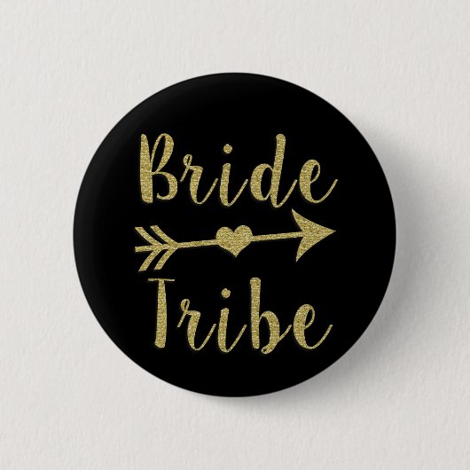 Bride Tribe Bridesmaid Gold Glitter Button (Voorkant)