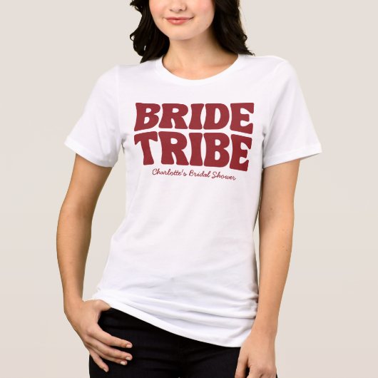 Bride Tribe Burgundy Bridal Shower Tri-Blend Shirt (Voorkant)