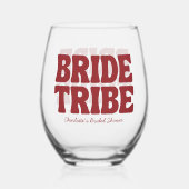 Bride Tribe Burgundy Bridal Shower Wijnglas Zonder Voet (Achterkant)