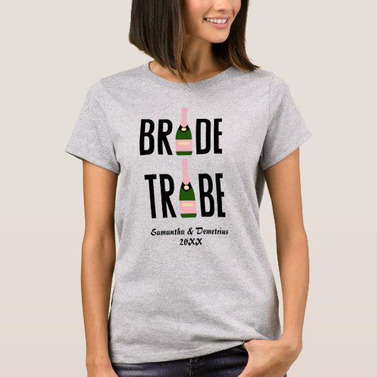 Bride Tribe Champagne Fles T-shirt (Voorkant)