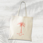 Bride Tribe Coral Palm - Aangepast Tote Bag<br><div class="desc">Deze leuke tropische palmboom canvas tas met de woorden "Bride Tribe" in koraal is het perfecte bruidsmeisje of welkome geschenk voor een tropische strandbestemming of een buitenbruiloft! Pas het aan met de naam van uw bruidsmeisje.</div>